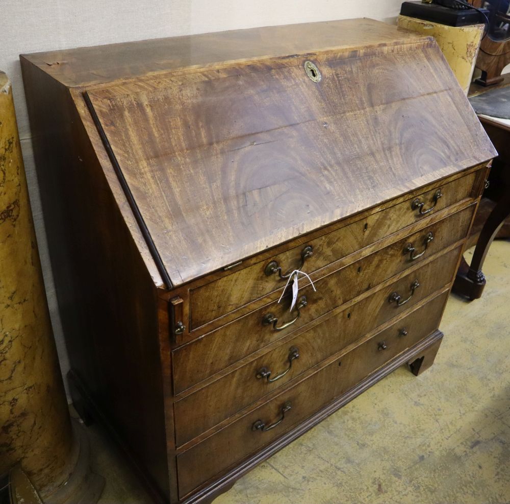 A George III mahogany bureau, width 107cm, depth 54cm, height 108cm